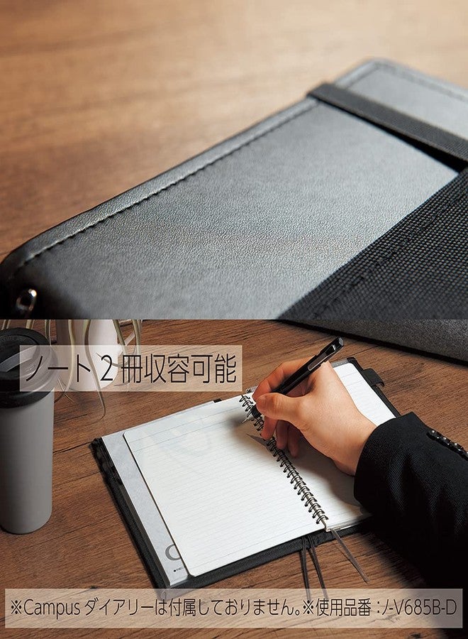KOKUYO Systemic Synthetic Leather Cover Notebook, with One Semi-B5, B 6mm Ruled, 35 Lines, 40 Sheets, Twin Ring Edge Title Notebook, Black, Japan Import (NO-V683B-D) - Image 5